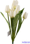  Tulipán 9 fejes selyem csokor 35 cm - Fehér