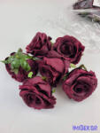 Rózsa selyem fej nyílott 10 cm - Bordó