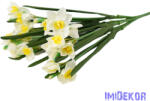  Nárcisz 7 ágú selyem csokor 60cm - Fehér-Sárga