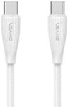 USAMS green series adatkábel, type-c - type-c, 60w, gyorstöltő, 100cm, fehér (SJ716USB02)
