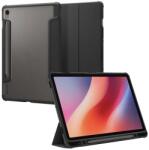 Spigen ultra hybrid pro tabletvédő álló, bőr hatású, flip, oldalra nyíló, trifold, asztali tartó, ceruza tartó, fekete, kompatibilis: Samsung Galaxy Tab S10 FE WIFI, SM-X526, / Galaxy Tab S10 FE LTE,
