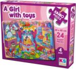 KS Games Puzzle KS Games din 24 XXL piese- Fată cu jucării (JP31010) Puzzle