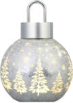MagicHome Karácsonyi dekoráció, MagicHome Vianoce, üveg, 12 x 12 x 18 cm, ezüst, 10 db melegfehér LED, elemes (2 x AA) (TC2174110)