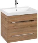 Villeroy Avento alsószekrény 63x51, 4x48, 7 cm, 2 kihúzható elem, mosdó középen, falra szerelhető, szögletes, kansas oak (VIL-A89000RH)