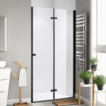 STUXI Verona Black 100 cm széles csukló zuhanyajtó, 6 mm vízlepergető üveggel, fekete profillal (TL-6107B-100)