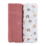 Bambusz muszlin 2db-os szett Misty Rose Rainbow 120 x 120 cm
