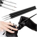  Díszítő ecsetek készlet vékony zselés akril hibrid minták 3db-os (Zestaw cienkich pędzli do zdobień paznokci)