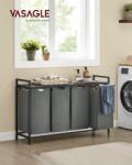 Vasagle Szennyeskosár, Vasagle, szürke, 115.6x33x72.5 cm (BLH401G01-LR)