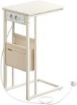 VASAGLE Oldalsó asztalka konnektorral, Vasagle, krém, LET356W02, 30 x 40 x 62 cm (LET356W02-LR)