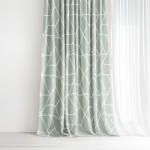 Goldea pamut függöny - mozaik minta, zsálya alapon 180x150 cm