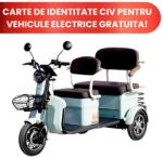 Evotools Triciclu Electric Persoane Bancheta Dubla TRP1200, 1200 W Autonomie 28 km, viteza maxima de 25 km, verde pal, Fara Permis