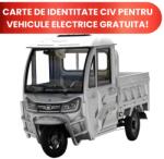 Evotools Triciclu Electric Cargo Cabina Inchisa TCB1500, Putere maxima 3800W, Viteza maxima 25 km, Argintiu, Fara Permis
