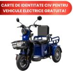 Beldeny Triciclu Electric Persoane Deceneu TRP500, putere maxima 700W, 48V/20Ah, autonomie 35 km, albastru, Fara Permis