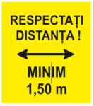 PROTEK Indicator "RESPECTATI DISTANTA MINIM 1, 50 m. ", galben, 20x30, autocolant