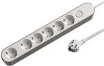 JACOBSEN Prelungitor JACOBSEN, 6 prize Schuko, 5 m, cu intrerupator, alb/gri