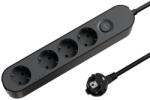 JACOBSEN Prelungitor JACOBSEN, 4 prize Schuko, 1.5 m, 1.5 mm, cu intrerupator, negru