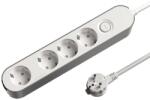 JACOBSEN Prelungitor JACOBSEN, 4 prize Schuko, 3 m, 1.5 mm, cu intrerupator, alb/gri