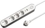 JACOBSEN Prelungitor JACOBSEN, 4 prize Schuko, 2 porturi USB, alb/gri