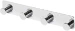 GOODHOME Cuier baie cu 4 agatatoare Koros GOODHOME, 25.7 x 2 x 4 cm, otel, argintiu
