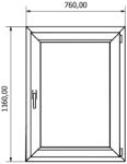 Fortia Fereastra termopan PVC, alb, 4 camere, 76 cm x 116 cm, Dreapta, Simpla deschidere