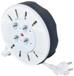 Diall Prelungitor DIALL H05VV-F, 4 prize Schuko, 10 m, 1.0 mm, cu tambur, negru/alb