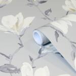 GOODHOME Tapet netesut, 0.53 x 10 m, gri, mat, model floral