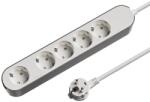 JACOBSEN Prelungitor JACOBSEN, 5 prize Schuko, 1.5 m, 1.5 mm, alb/gri