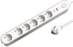 JACOBSEN Prelungitor JACOBSEN, 6 prize Schuko, 1.5 m, 1.5 mm, cu 2 porturi USB, alb