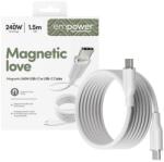 PanzerGlass Adatkábel empower by PanzerGlass, Magnetic Snake, USB-C - USB-C, 240W, USB 2.0, 1, 5m, Ezüstfehér (EM84572)