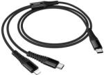 hoco. Cablu Incarcare HOCO X123, USB-C - Lightning / USB-C, 10W, 1m (Negru)