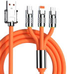 AUTOLIFE 3 az 1-ben szilikon gyorstöltő adatkábel - 6A 12-24V 12OW (3IN1-120W) - l-m-s