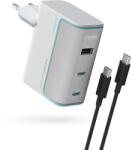 CUKTECH Incarcator de retea 2C1A Quick Charge 100W, 2 x USB Type-C Output, 1 x USB Output, include cablu USB Type-C la USB Type-C 1m, alb (CKAD1003EUGW) - vexio