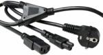 ACT Powercord split cable mains connector CEE7/7 male (angled) - 1 x C13 + 1 x C5 1, 8m Black (AK5166)