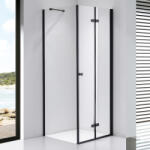 STUXI Verona Black 90x90 cm szögletes csuklóajtós zuhanykabin, 6 mm vízlepergető üveggel, fekete elemekkel (TL-6107B-90-TL-6108B-90)