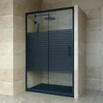 Welland SD-120 elhúzható zuhanyajtó - 120 cm - fekete profil / dekorbetét - miniwebshop