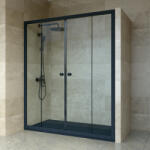 Welland DD-160 elhúzható zuhanyajtó - 160 cm - fekete profil - miniwebshop