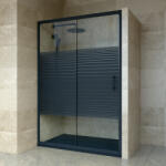 Welland SD-130 elhúzható zuhanyajtó - 130 cm - fekete profil / dekorbetét - miniwebshop