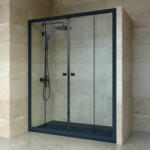 Welland DD-150 elhúzható zuhanyajtó - 150 cm - fekete profil - miniwebshop