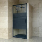 Welland SS-90 zuhanyajtó - 90 cm - fekete profil / dekorbetét - miniwebshop