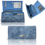 Jennifer Jones Női Pénztárca 1109-7 Koptatott Kék - Nagy Méret - Cipzáros Aprótartóval (1723850-1)