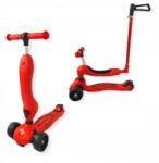 Blue Ride LED-es egyensúlyozó háromkerekű roller 2in1 lovas +vezető bot piros (1004)