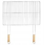 Mirpol téglalap alakú grillrács, fa nyéllel, 69×60cm (5905610256296)