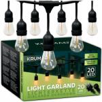 KRUMAD Kerti girland Kültéri fényfüzér 20m Kerti lámpák Izzók 20 Led (KRUMAD GIRLANDA OGRODOWA Świetlna LED 20 m v2)