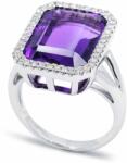 White & Black Aura ametiszt gyűrű gyémántokkal (AU13871)