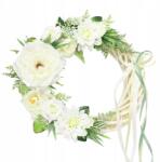  Virágkoszorú lakberendezés nád koszorú ajtó krémszínű (121)