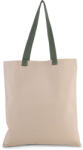 Kimood KI0277 pamut bevásárlótáska eltérő színű hosszú fülekkel Kimood, Natural/Dusty Light Green-U (ki0277na-dlgn-u)