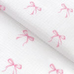 Goldea pamut krepp anyag - rózsaszín masnik 160 cm