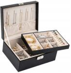 EdiBazzar Ékszertartó doboz XL Ékszertartó nagy doboz tágas fekete (Szkatułka XL Organizer na Biżuterię Duży kufe)