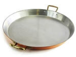 AlmaCozinha Tigaie Cupru Ø28cm cu Manere din Bronz pentru Paella Pizza Clatite Omleta
