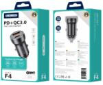Jellico autós töltő F4 PD 20W 1xUSB-C + 1xUSB QC3.0 Fekete